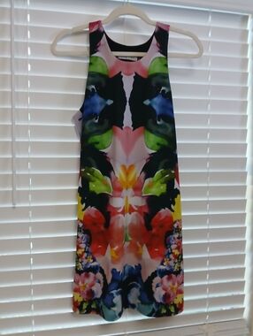 Askari Colorful Abstract Floral Shift Dress